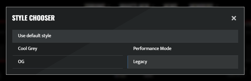 NikeTalk footer Style Chooser highlighting the Legacy theme option